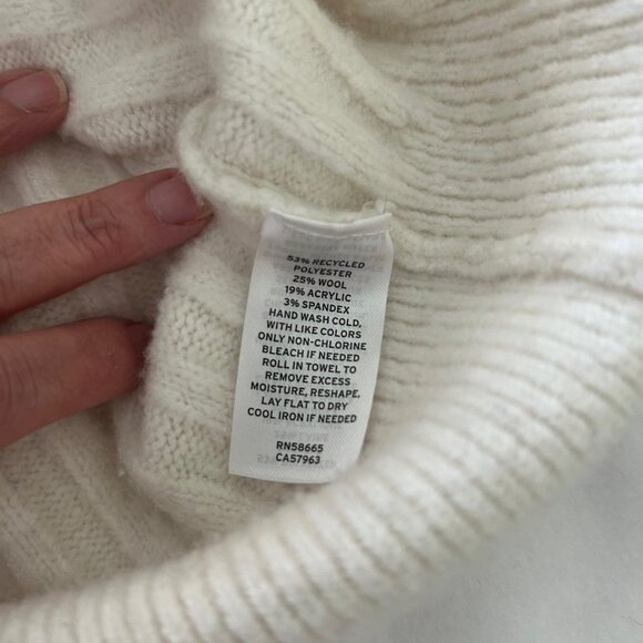 Nordstrom Wool Dress Stretch Cable Knit Sweater Midi Ivory Minimalist Size Large - Picture 10 of 10